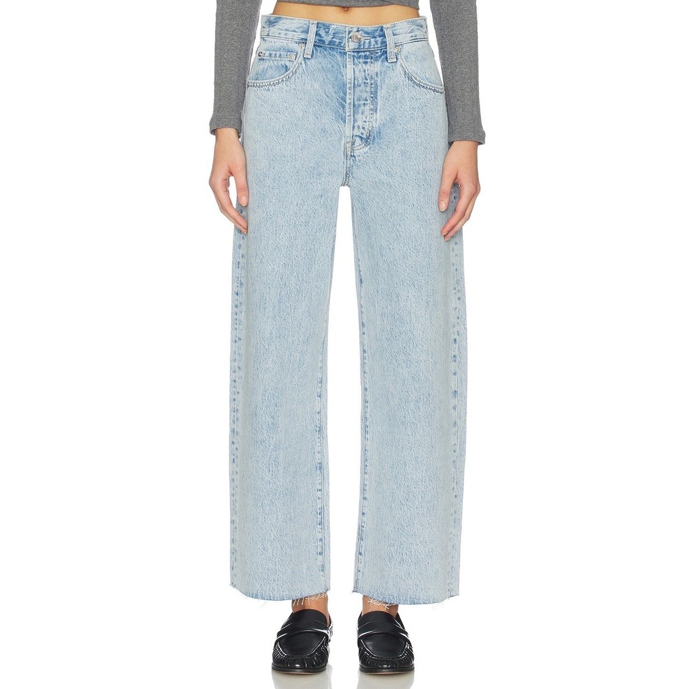 NWT Pistola Tate Crop Bowed Wide Leg Jeans 26 Light Wash Minimalist Capsule Mod